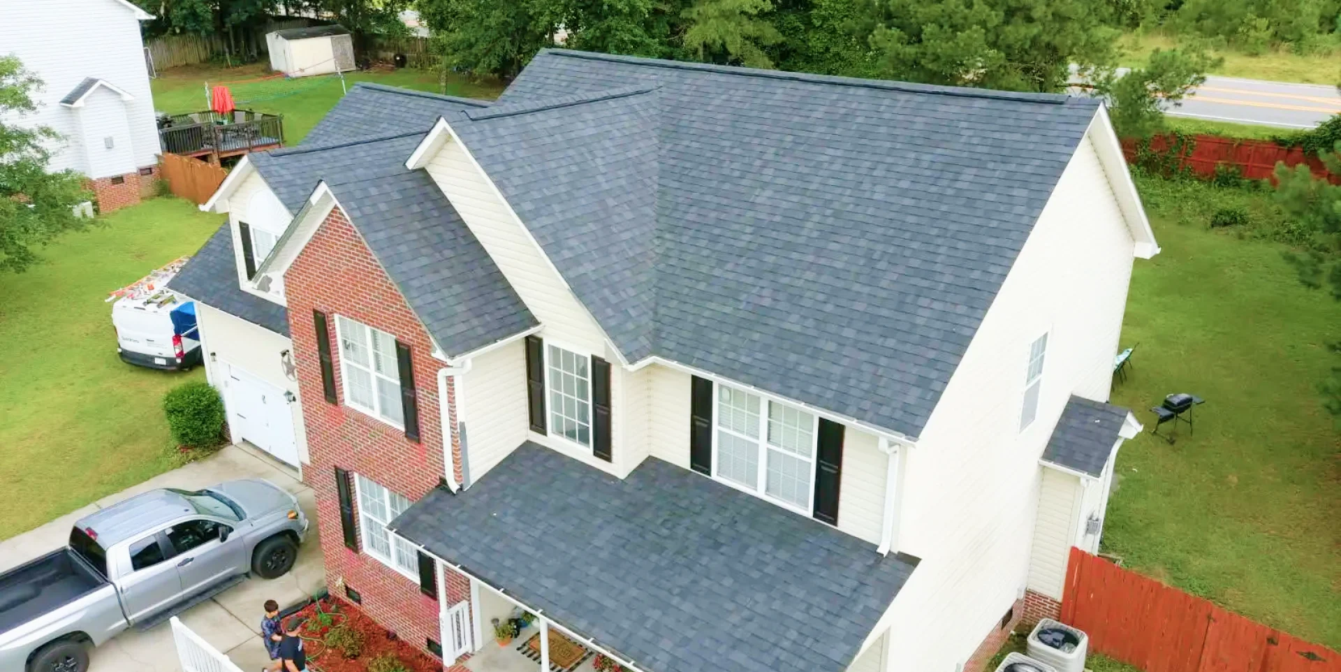 gray shingle roof block